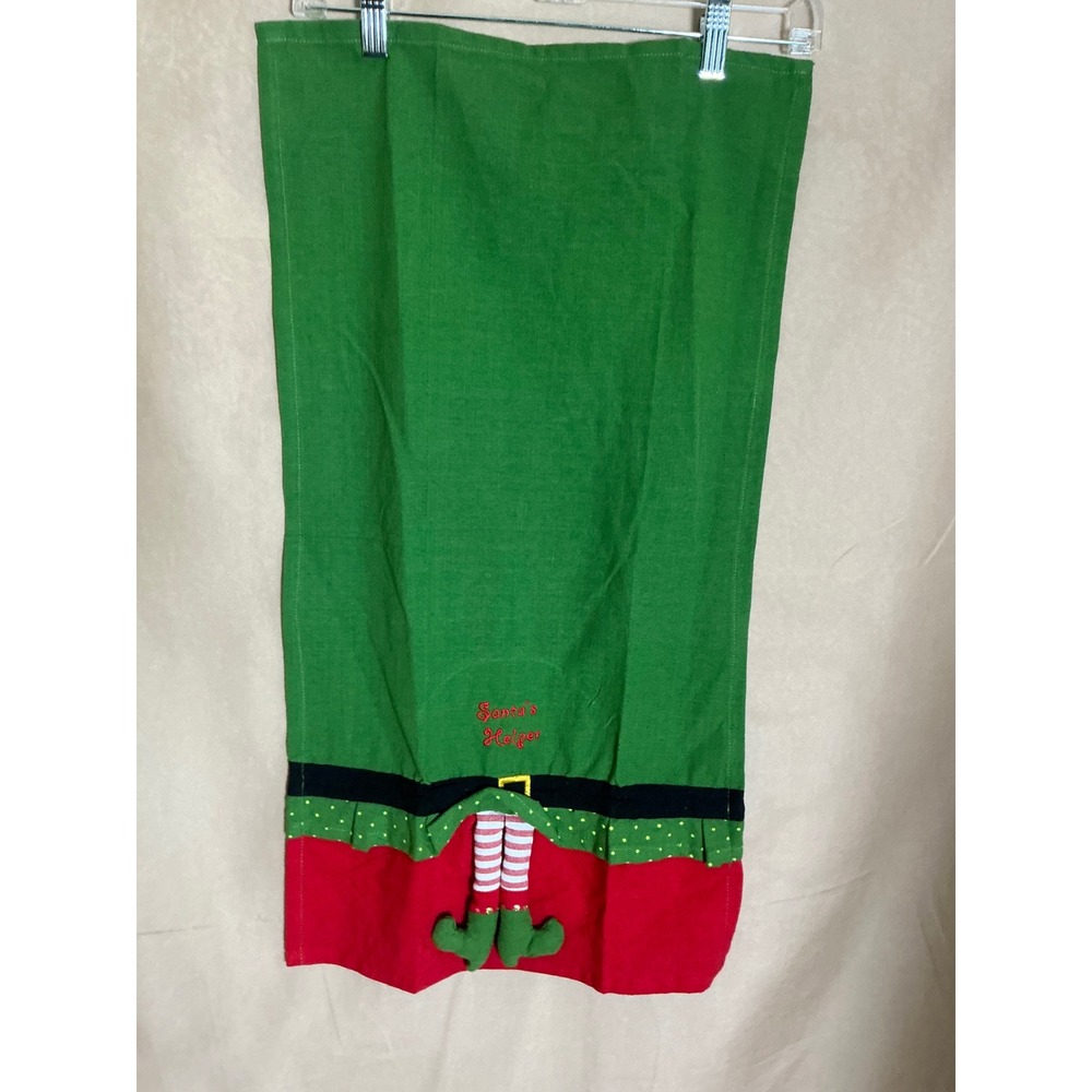 Unbranded Elf Tea Towel Unisex OS Green Excellent Santa's Helper 3D Legs Cotton